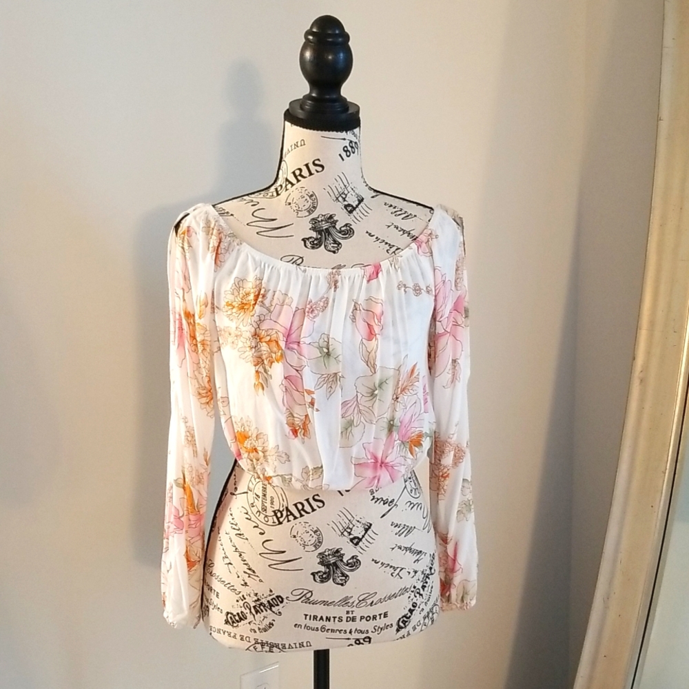Floral Blouse with Cutout Sleeves